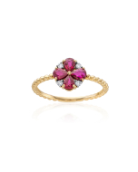 Ruby and Diamond Flower Stackable Ring