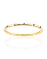 Sterling Silver & Gold Plated Bezel Set Amethyst Bangle