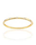Sterling Silver & Gold Plated Bezel Set White Quartz Bangle