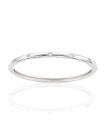 Sterling Silver Bezel Set White Quartz Bangle