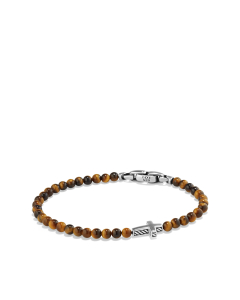 David Yurman Men's Spiritual Beads Cross Station Bracelet with Tiger's Eye