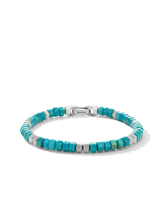 David Yurman Men's Spiritual Beads Hex Bead Turquoise Bracelet