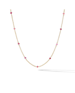 David Yurman Cable Collectibles Bead and Chain Necklace in 18k Yellow Gold with Rubies
