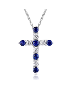 Sapphire & Diamond Cross Necklace