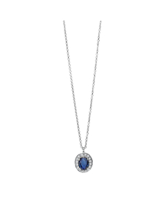 Oval Sapphire & Diamond Pendant Necklace