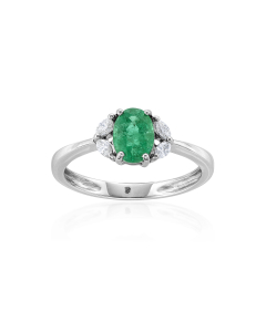 Oval Emerald Ring with Marquise Diamonds