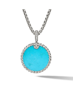 David Yurman DY Elements  Reversible Disc Pendant with Turquoise and Mother Of Pearl and Pave Diamonds