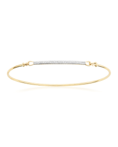 Yellow Gold Pave Diamond Bar Bangle