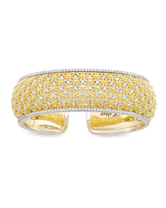 Yellow Gold Lace Diamond Cuff Bracelet