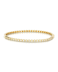 Yellow Gold 1.00 CTW Bezel Set Diamond Bangle with Milgrain Detail