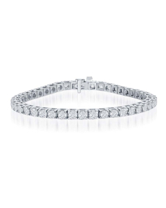 4.00 CT Round Diamond White Gold Line Bracelet