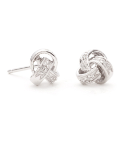  White Gold & Diamond Love Knot Post Earrings_2