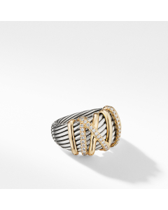 David Yurman Helena Ring in Sterling silver with Gold and Diamonds, size 8