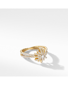 David Yurman Starburst Ring in 18k Yellow Gold with Pave Diamonds, size 6