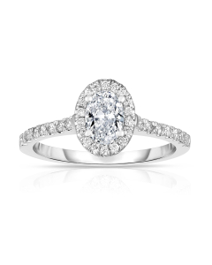 White Gold 0.70 Carat Oval Diamond Halo Engagement Ring