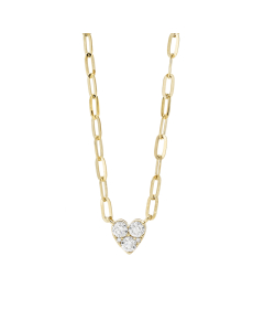 Diamond Heart Paperclip Necklace