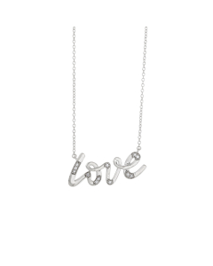 Sterling Silver Diamond Love Pendant Necklace