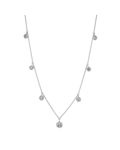 White Gold & Diamond Flower Drop Necklace