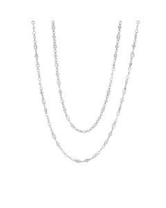 White Gold 17.64 Carat Round & Emerald Cut Diamond Eyeglass Necklace