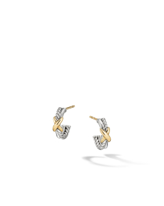 David Yurman Petite X Mini Hoop Earrings with 18k Yellow Gold