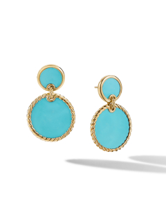 David Yurman DY Elements Double Drop Earrings in Gold with Turquoise