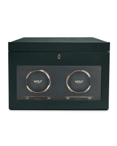 WOLF British Racing Green Double Watch Winder | Front View