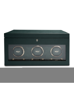 British Racing Green Triple Watch Winder | Front View