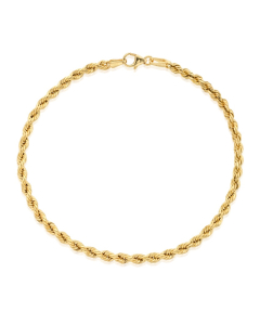 Mens Yellow Gold Diamond Cut Rope Bracelet