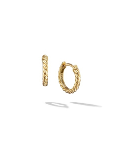 David Yurman Sculpted Cable Huggie Hoop Earrings in 18K Yellow Gold