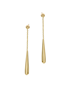 Yellow Gold Elongated Teardrop Earrings