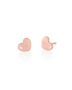 Child's Pink and White Heart Enamel Earrings