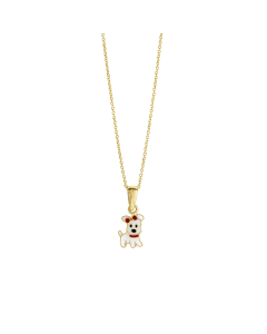 Child's White Dog Enamel Necklace