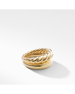 David Yurman Pure Form 18k Yellow Gold Ring Stack Duo, size 7