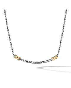 David Yurman Petite X Bar Necklace in Silver and Gold