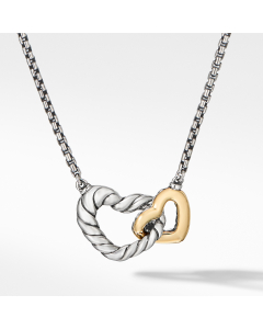 David Yurman Cable Collectibles Interlocking Heart Necklace in Silver and Gold
