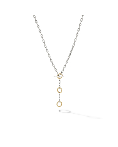 David Yurman DY Madison Three Ring Chain Necklace with Gold Accents