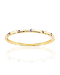 Sterling Silver & Gold Plated Bezel Set Amethyst Bangle