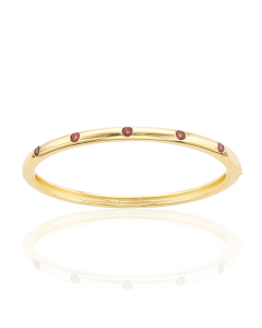 Sterling Silver & Gold Plated Bezel Set Garnet Bangle