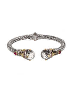 Konstantino Pythia hinged bracelet with clear quartz and garnet_1