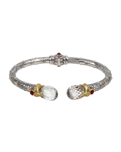Konstantino Pythia hinged bracelet with clear quartz and garnet_1