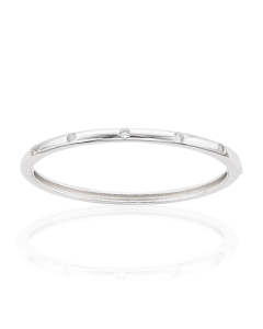 Sterling Silver Bezel Set White Quartz Bangle