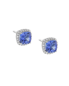2.14 CTW Tanzanite & Diamond Stud Earrings