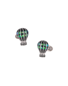 Sterling Silver, Black Onyx & Opal Hot Air Balloon Cuff Links