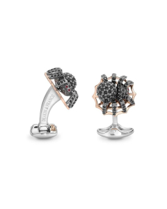 Sterling Silver & Black Spinel Spider Cuff Links