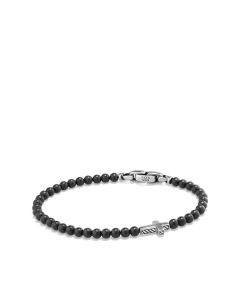 David Yurman Men's Spiritual Beads Cross Station Bracelet with Black Onyx