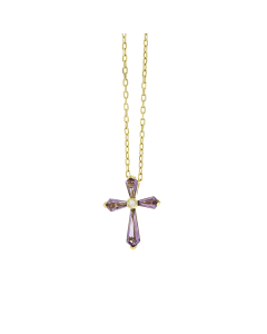 Charles Krypell Amethyst and Diamond Cross Necklace