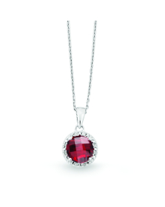 Sterling Silver Garnet & Diamond Pendant Necklace_2