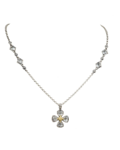 Konstantino Pythia Clear Quartz Maltese Cross Short Necklace
