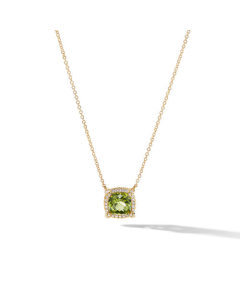 David Yurman Petite Chatelaine Pave Bezel Pendant Necklace in 18K Yellow Gold with Peridot