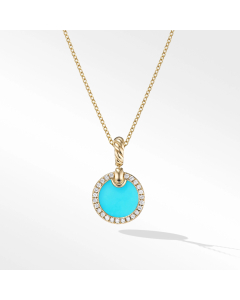 David Yurman Petite DY Elements Pendant Necklace with Turquoise and Pave Diamonds